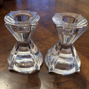 Mikasa Elegant Clear Glass Candle Holders set of 2  NEW